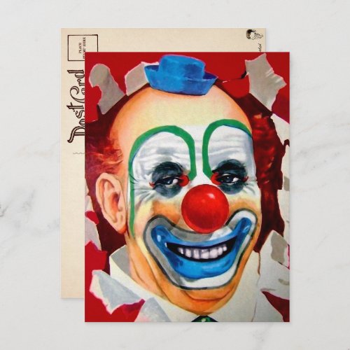 Vintage Clown Face Postcard