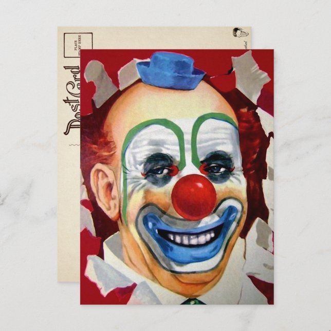Vintage Clown Face Postcard (Front/Back)