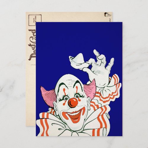 Vintage Clown Greeting Postcard
