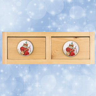 Vintage Clown Jester Musician Cat Mandolin Ceramic Knob