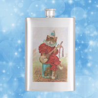 Vintage Clown Jester Musician Cat Mandolin