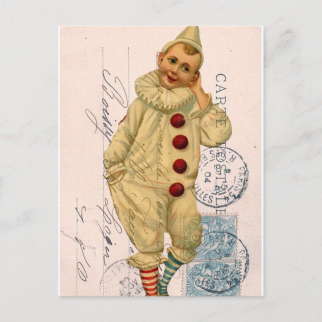 Vintage Clown Postcard Digital Art (Front)