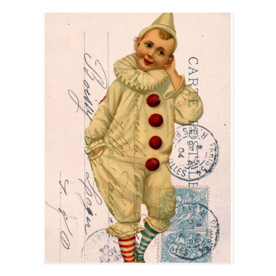 Vintage Clown Postcard Digital Art