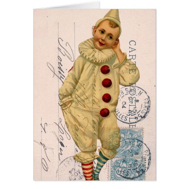 Vintage Clown Postcard Digital Art (Front)