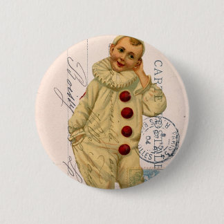 Vintage Clown Postcard Digital Art Button