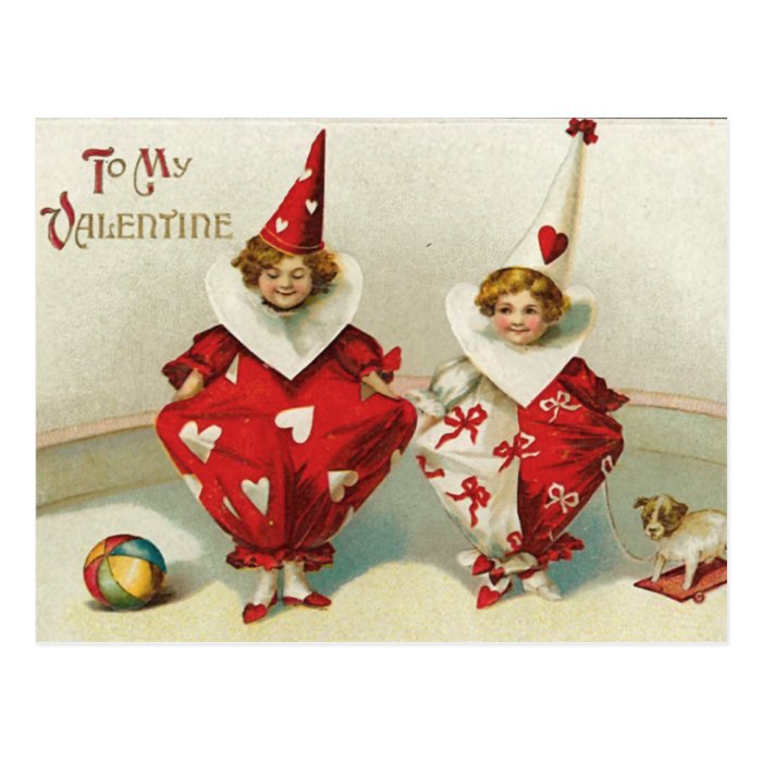Vintage Clown Valentine Postcard
