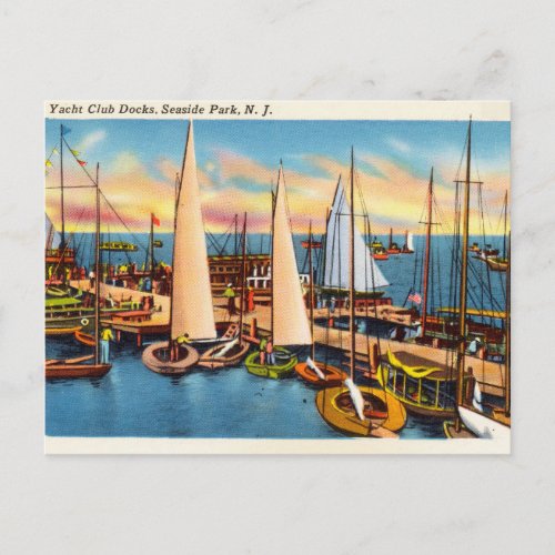 Vintage Club Docks Seaside Park New Jersey Postcard