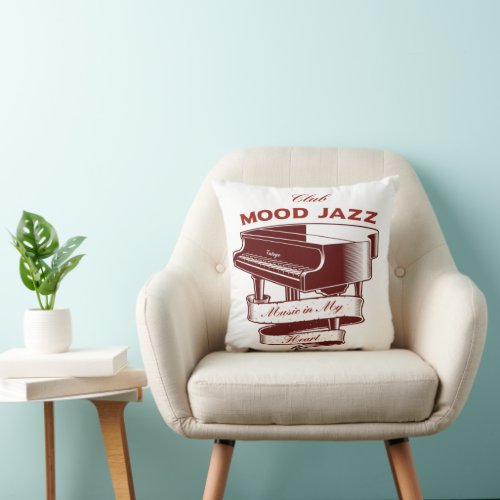 Vintage Club Jazz Grand Piano Music In My Heart   Throw Pillow