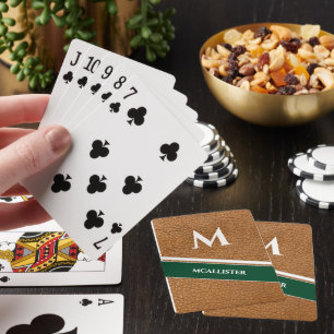Vintage Clubhouse Custom Leather Pattern Monogram Poker Cards