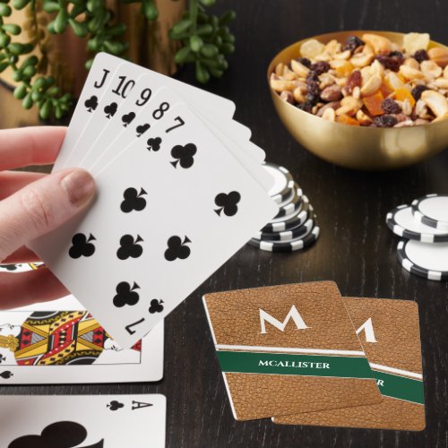 Vintage Clubhouse Custom Leather Pattern Monogram Poker Cards