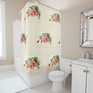 Vintage Cluster of Pink Roses Shower Curtain