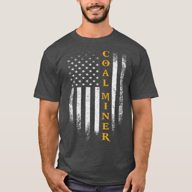 Vintage  Coal Miner Distressed American Flag T-Shirt (Front)