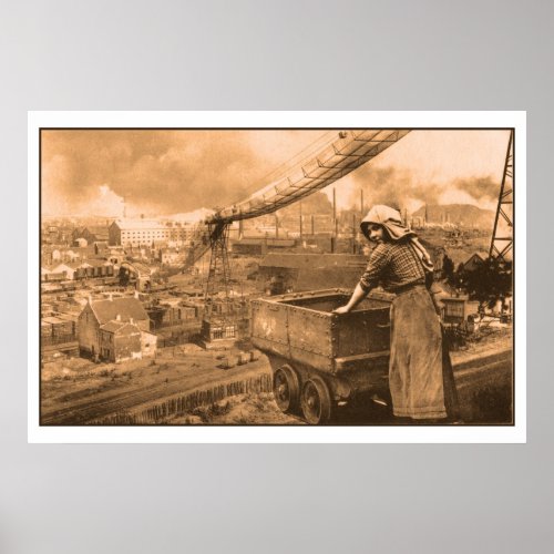 Vintage coal mining photo poster