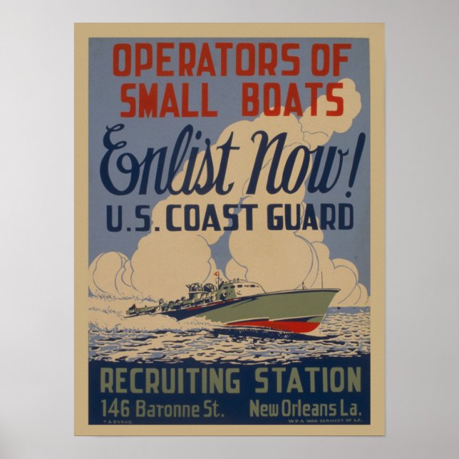Vintage Coast Guard military recruiting poster (Front)
