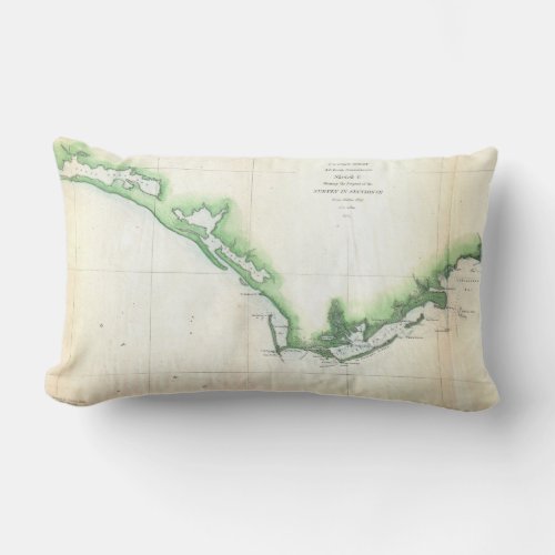 Vintage Coast of Florida Panhandle Map Lumbar Pillow
