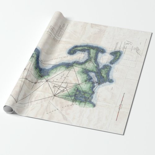 Vintage Coast of New England Cape Cod Map Wrapping Paper