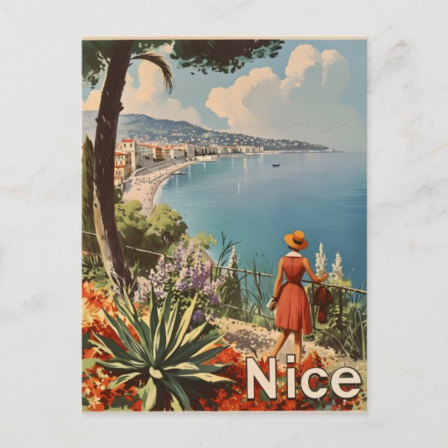 Vintage Coast of Nice French Riviera Postcard (Front)