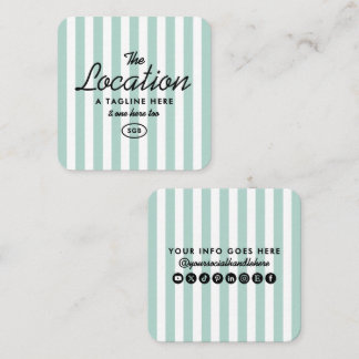 Vintage Coastal Striped Square Business Cards