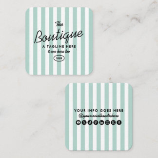 Vintage Coastal Striped Square Business Cards