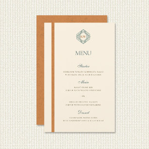 Vintage Coastal Sunset Teal Orange Wedding Menu