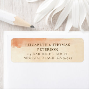 Vintage Coastal Sunset Warm Beige Orange Wedding Label