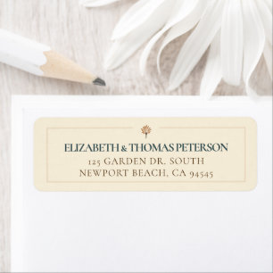 Vintage Coastal Sunset Warm Orange Palm Wedding Label
