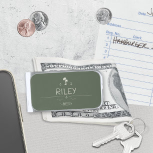 Vintage Coastal Surfer Olive Crew Silver Finish Money Clip