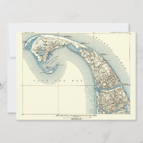 Vintage Coastal Survey Map Chart Provincetown