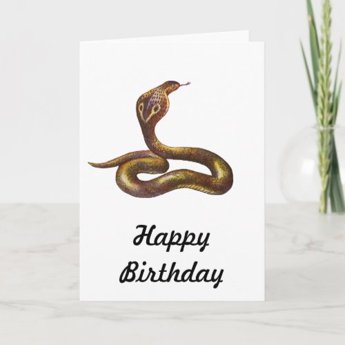 Vintage Cobra Snake Illustration Card