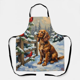 Vintage Cocker Spaniel and Cardinals Christmas Apron