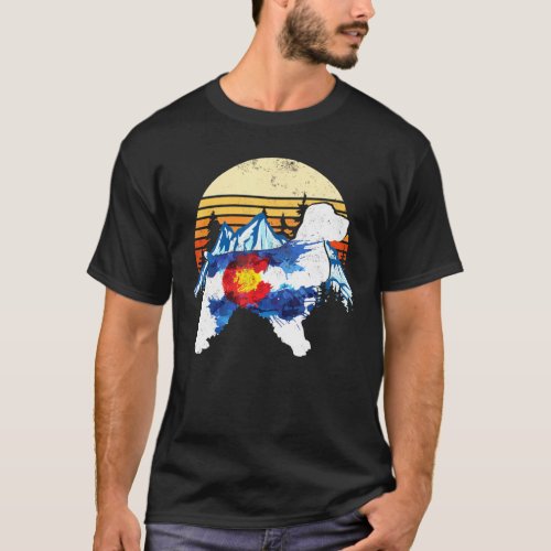 Vintage Cocker Spaniel Dog Colorado Flag Sunset Re T_Shirt