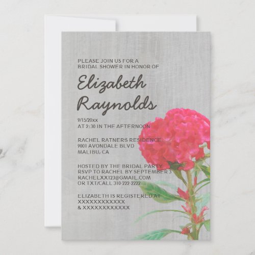 Vintage Cockscomb Bridal Shower Invitations