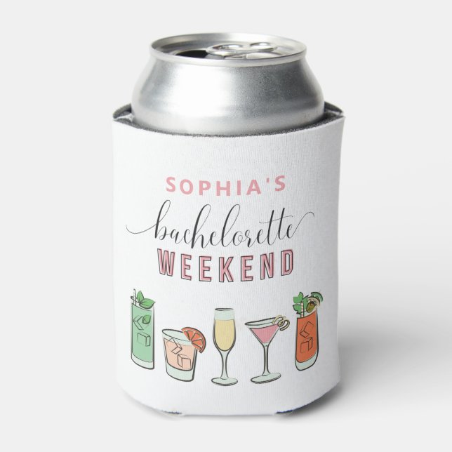 Vintage Cocktail Bachelorette Can Cooler (Can Front)