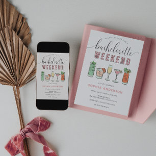 Vintage Cocktail Bachelorette Party Itinerary Invitation