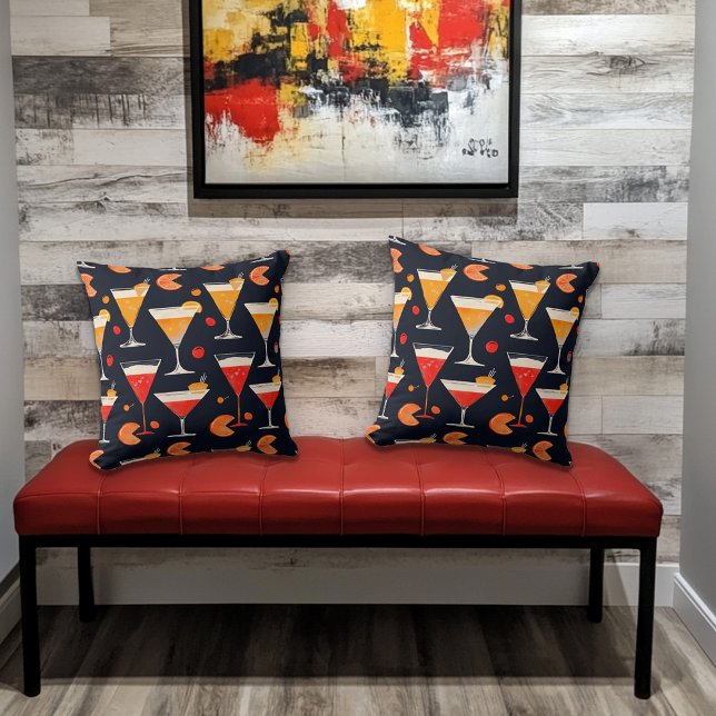 Vintage Cocktail Hour Throw Pillow (fun pillows for home bar or man cave!)