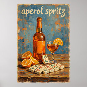 Vintage Cocktail Mahjong Retro Poster