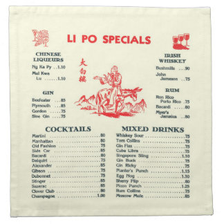 Vintage Cocktail Menu Napkin
