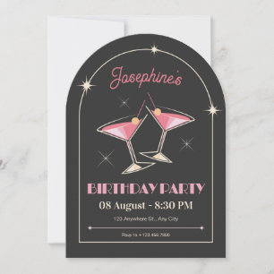 Vintage Cocktail sparkle birthday  Invitation