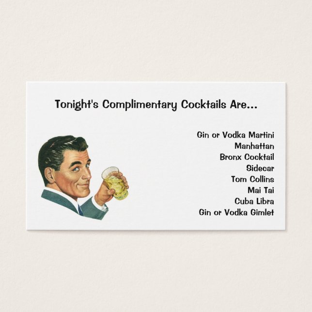 Vintage Cocktails Beverages, Man Drinking Drinks (Front)