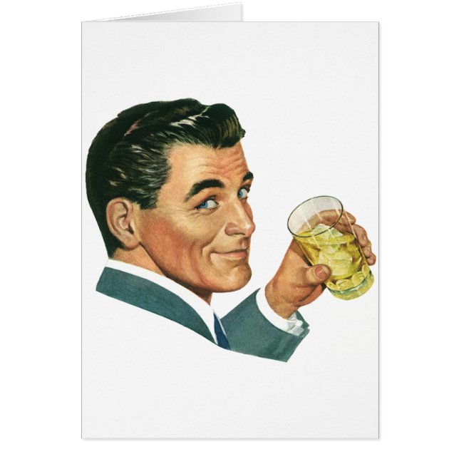 Vintage Cocktails Beverages, Man Drinking Drinks Cards (Front)