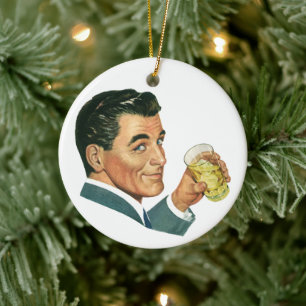 Vintage Cocktails Beverages, Man Drinking Drinks Ceramic Ornament