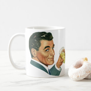 Vintage Cocktails Beverages, Man Drinking Drinks Coffee Mug