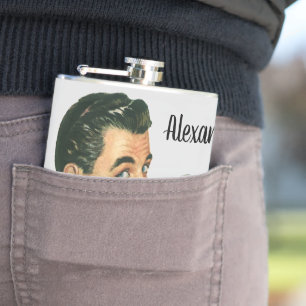 Vintage Cocktails Beverages, Man Drinking Drinks Flask