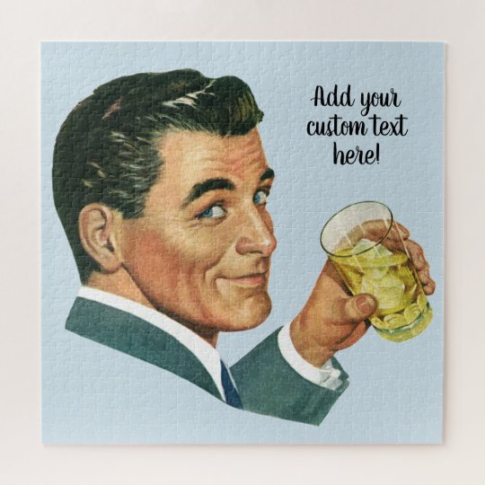 Vintage Cocktails Beverages, Man Drinking Drinks Jigsaw Puzzle