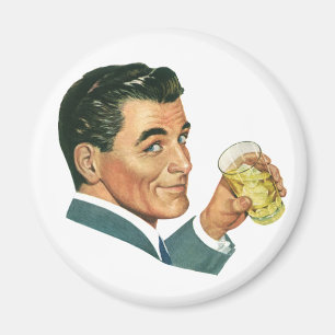 Vintage Cocktails Beverages, Man Drinking Drinks Magnet