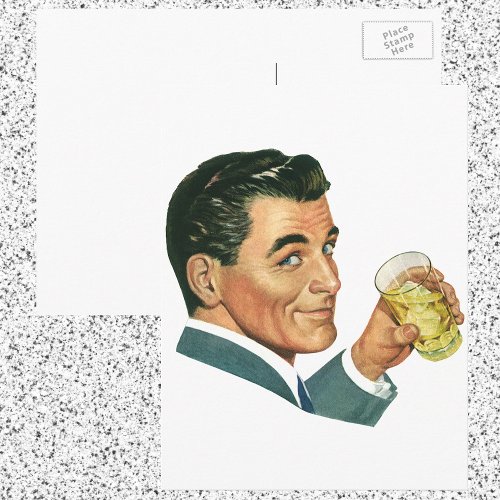 Vintage Cocktails Beverages Man Drinking Drinks Postcard