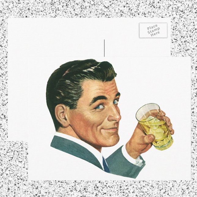 Vintage Cocktails Beverages, Man Drinking Drinks Postcard (Creator Uploaded)