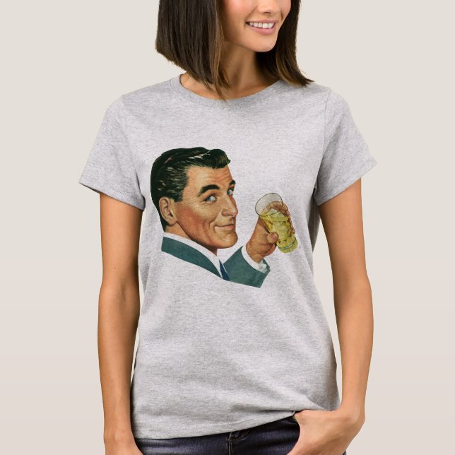 Vintage Cocktails Beverages, Man Drinking Drinks T-Shirt (Front)