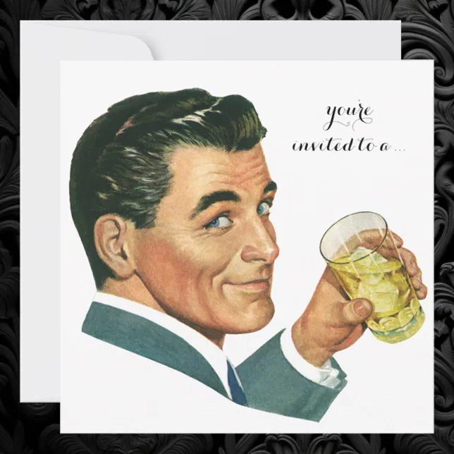 Vintage Cocktails Cheers Birthday Party Invitation | Zazzle