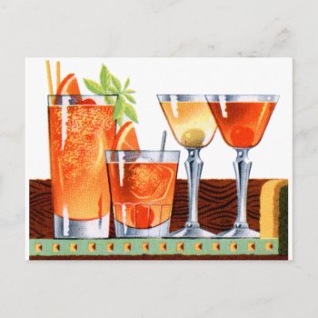 Vintage Cocktails 'mixed Drinks And Martinis' Postcard by seemonkee at Zazzle